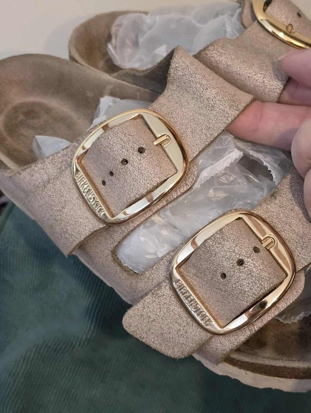 EUC Birkenstock Arizona Big Buckle Metallic Nude Leather Sandals EU 38 US 7-7.5